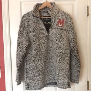UMD - University of Maryland - Sherpa Quarter Zip Pullover - Frosty Grey